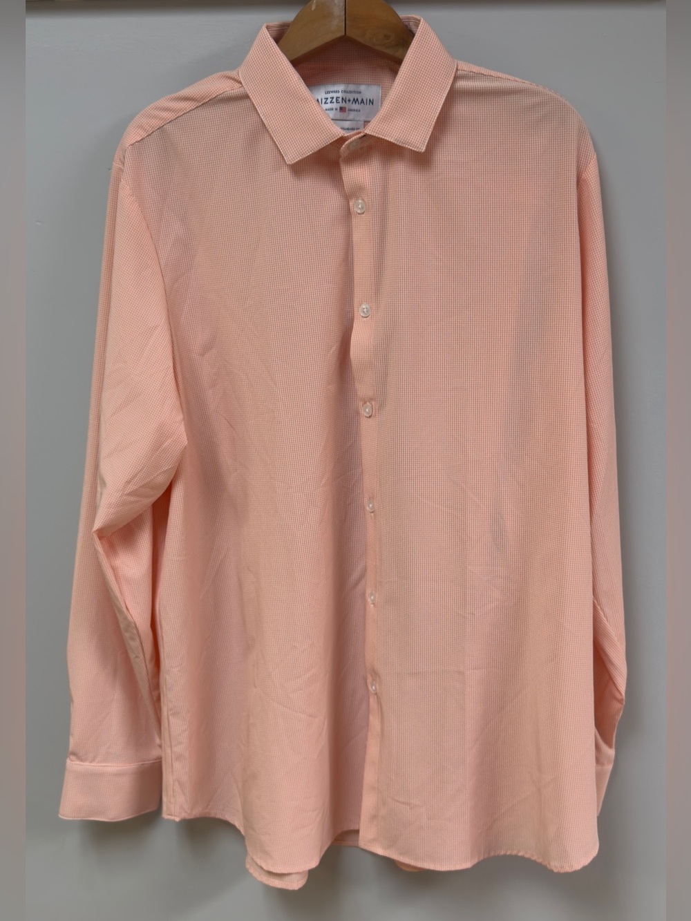 Mizzen+Main Leeward Collection Shirt Men's XL Standard Fit Orange Check